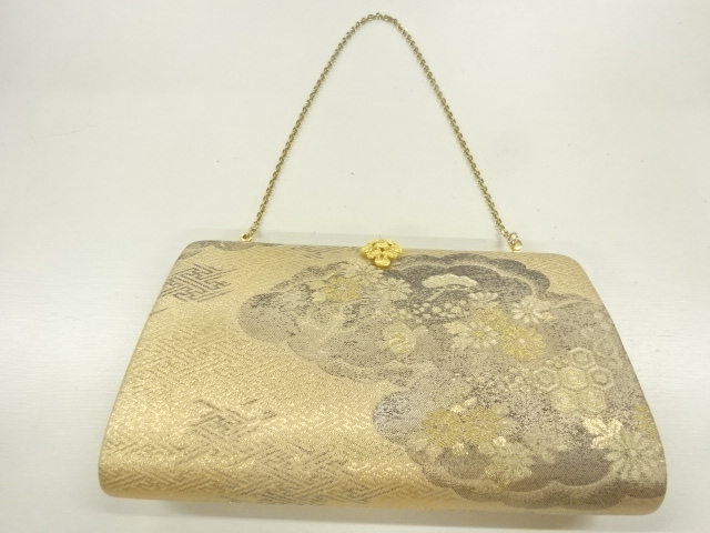 JAPANESE KIMONO / PINE TREE / FLOWER PATTERN WOVEN- BAG